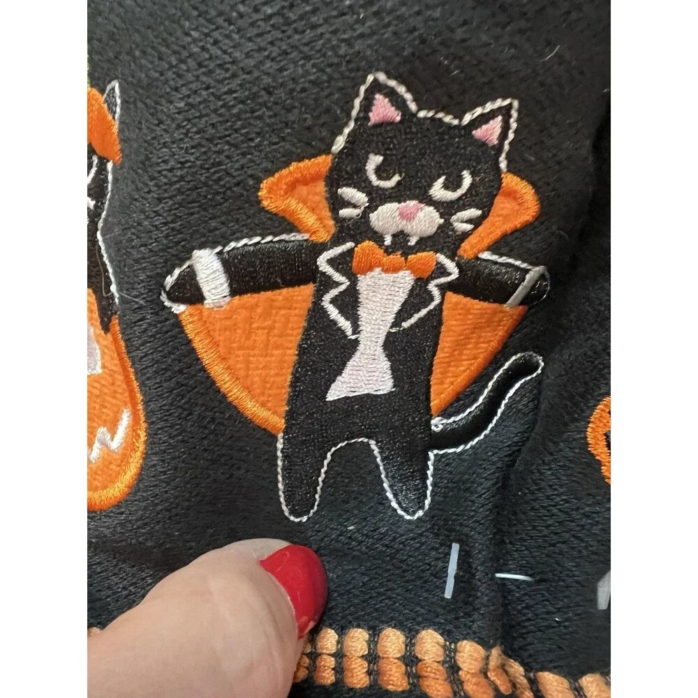 Halloween Black Cats In Costumes Embroidered Hand Towels 2 100% Cotton OEKO TEX